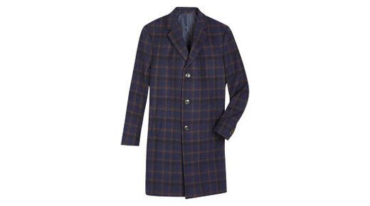 Navy Plaid Topcoat